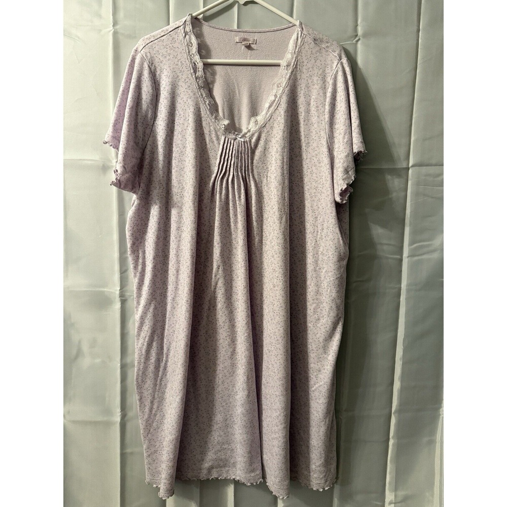 Vintage Simple Pleasures Purple Flowers Nightgown Modest Short Sleeve Grandma 3X